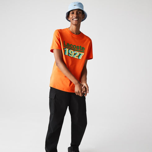 LACOSTE Crew Neck Vintage Printed Cotton T-shirt Mens