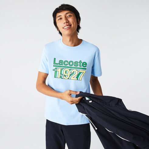 LACOSTE Crew Neck Vintage Printed Cotton T-shirt Mens