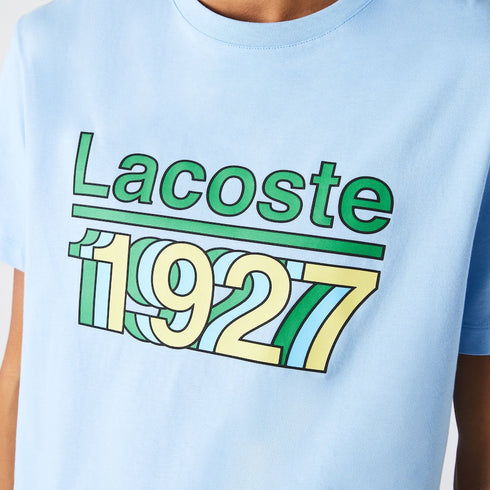 LACOSTE Crew Neck Vintage Printed Cotton T-shirt Mens