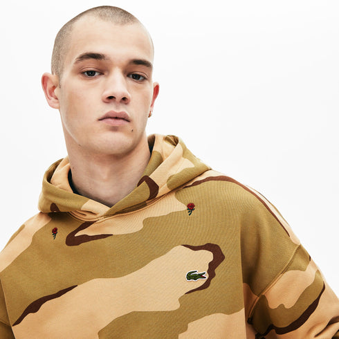 LACOSTE Hooded Camo Print Fleece Sweatshirt Mens Apparel -