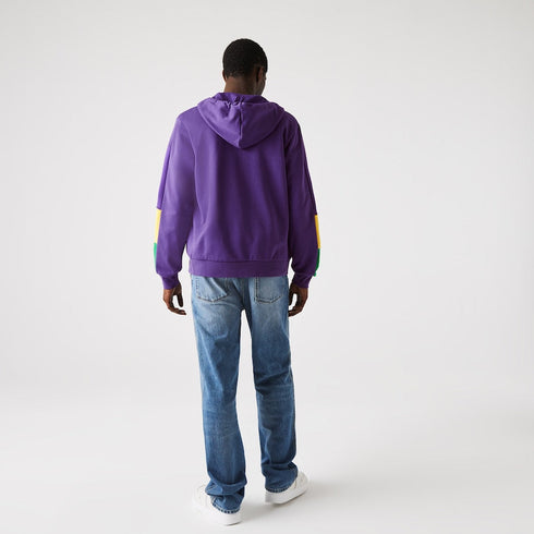 LACOSTE Hooded Colorblock Fleece Zip Sweatshirt Mens Apparel