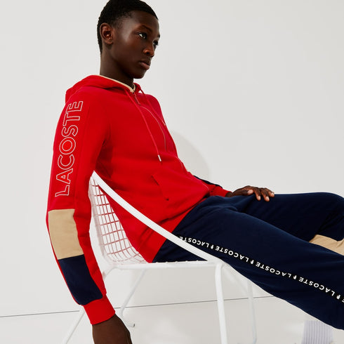 LACOSTE Hooded Colorblock Fleece Zip Sweatshirt Mens Apparel