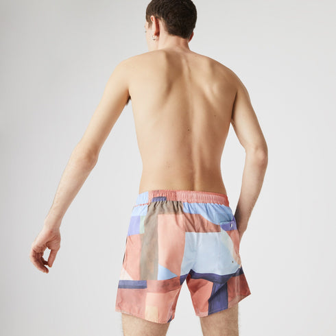LACOSTE Lace-Up Waist Print Swimming Trunks Mens Apparel -