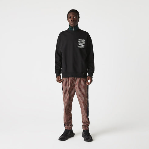 LACOSTE LIVE Loose Fit Crew Neck Print Fleece Sweatshirt