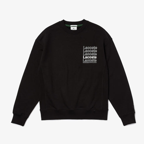 LACOSTE LIVE Loose Fit Crew Neck Print Fleece Sweatshirt
