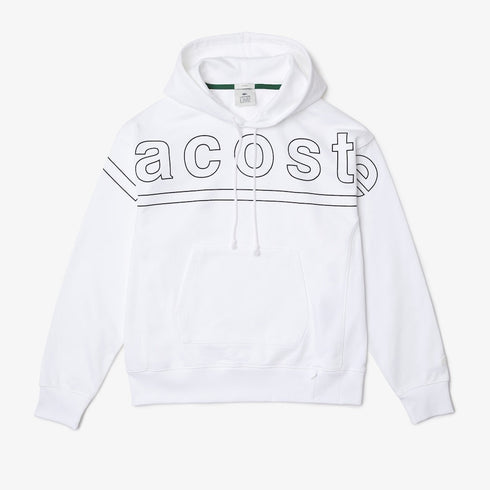 LACOSTE LIVE Loose Fit Hooded Print Fleece Sweatshirt Mens