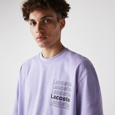 LACOSTE LIVE Loose Fit Printed Cotton T-shirt Mens Apparel -
