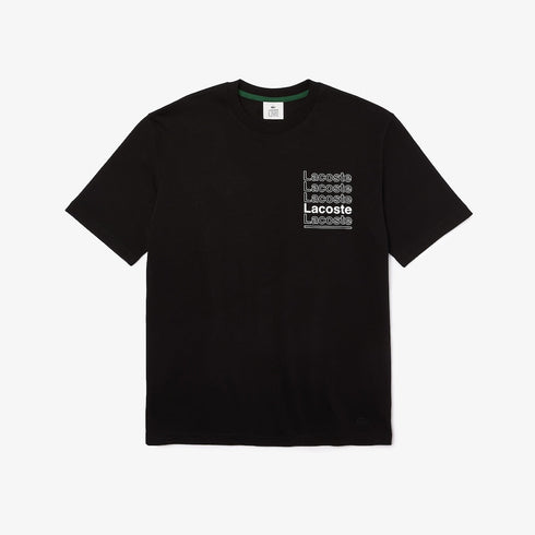 LACOSTE LIVE Loose Fit Printed Cotton T-shirt Mens Apparel -