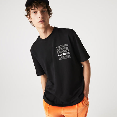 LACOSTE LIVE Loose Fit Printed Cotton T-shirt Mens Apparel -