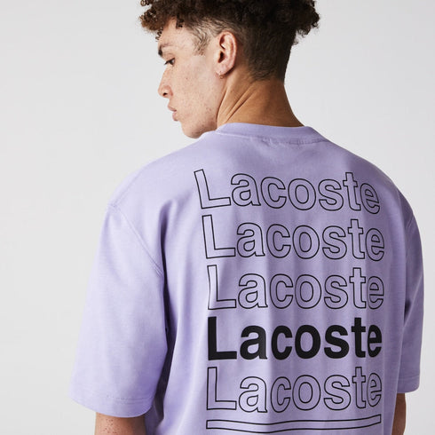 LACOSTE LIVE Loose Fit Printed Cotton T-shirt Mens Apparel -
