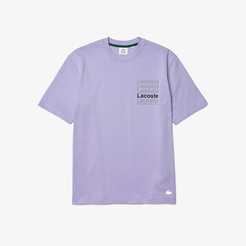 LACOSTE LIVE Loose Fit Printed Cotton T-shirt Mens Apparel -