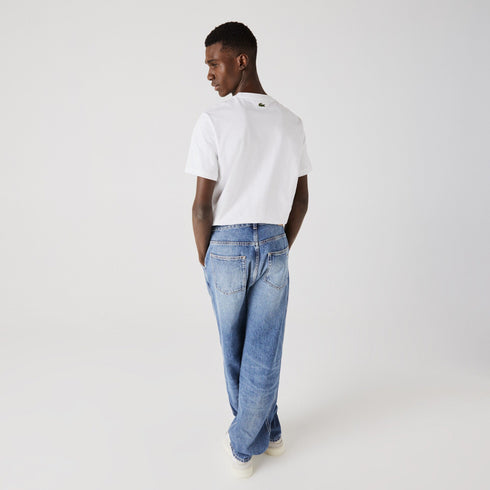 LACOSTE T-shirt With Round Neck And Landscape Print Mens