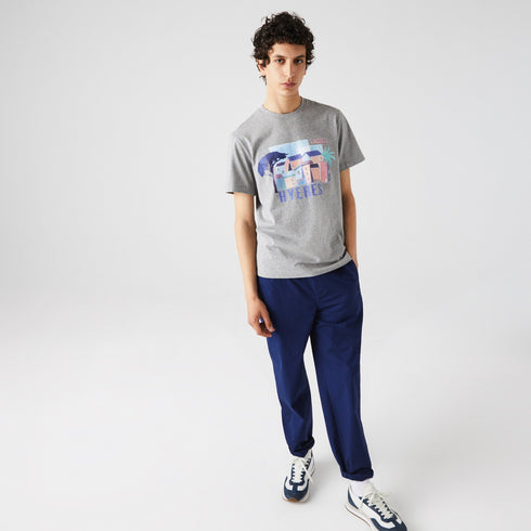 LACOSTE T-shirt With Round Neck And Landscape Print Mens