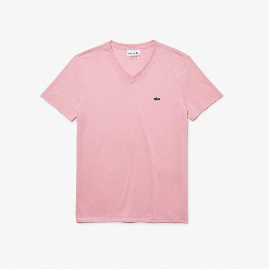 LACOSTE Vneck Pima Cotton Jersey Tshirt Mens Apparel ASPHALT