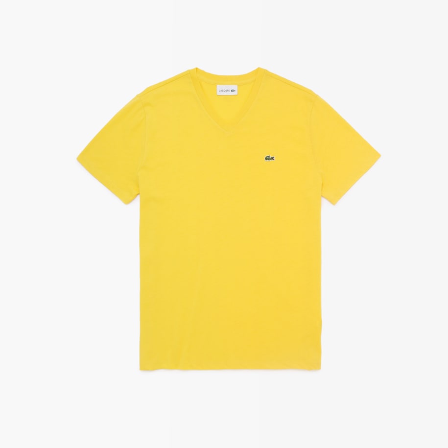 LACOSTE Vneck Pima Cotton Jersey Tshirt Mens Apparel ASPHALT