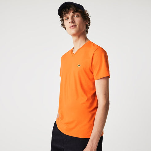 LACOSTE V-neck Pima Cotton Jersey T-shirt Mens Apparel -