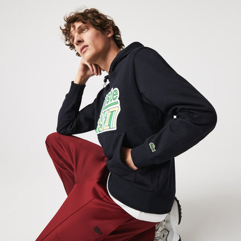 LACOSTE Vintage Printed Hooded Fleece Sweatshirt Mens