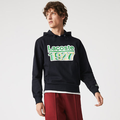 LACOSTE Vintage Printed Hooded Fleece Sweatshirt Mens