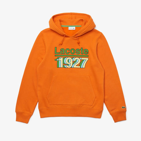 LACOSTE Vintage Printed Hooded Fleece Sweatshirt Mens