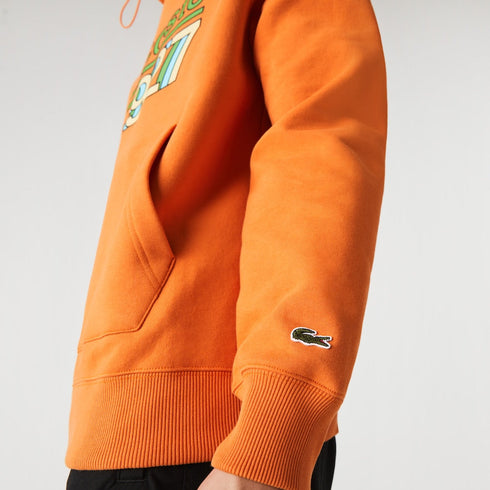 LACOSTE Vintage Printed Hooded Fleece Sweatshirt Mens