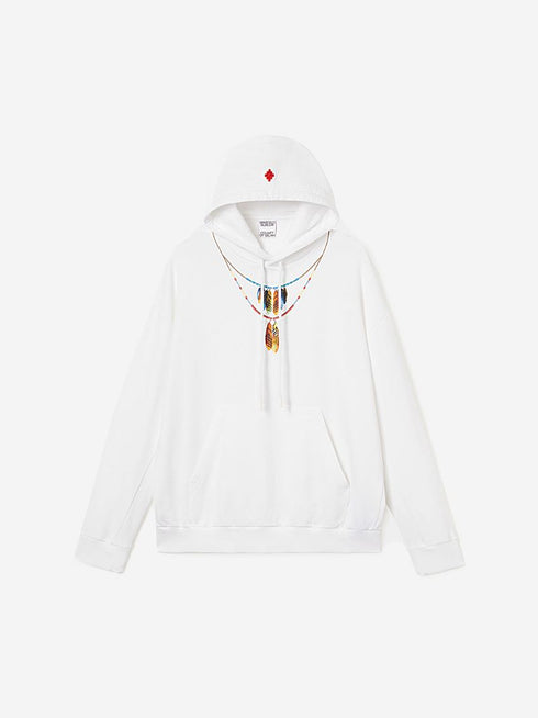 MARCELO BURLON FEATHERS NECKLACE OVER HOODIE Mens Apparel -