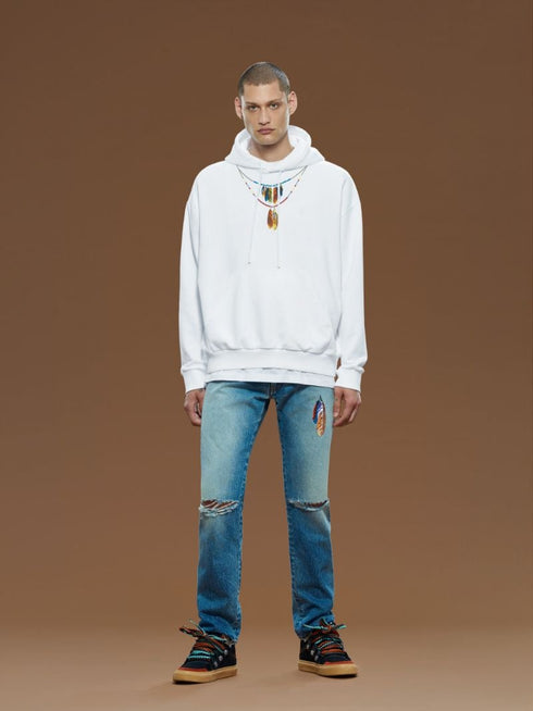 MARCELO BURLON FEATHERS NECKLACE OVER HOODIE Mens Apparel -
