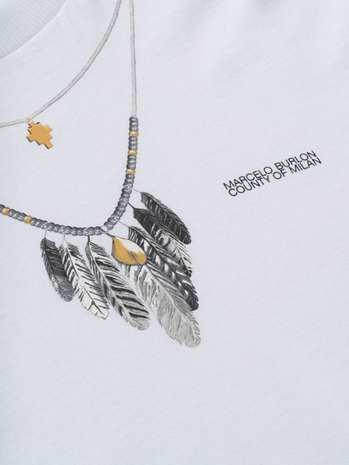 MARCELO BURLON FEATHERS NECKLACE REGULAR TEE Mens Apparel -