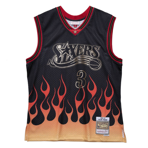 MITCHELL & NESS FLAMES SWINGMAN 76ERS IVERSON Mens Apparel -