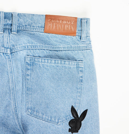 PLEASURES BUNNY APPLIQUE DENIM WASHED Mens Apparel - Mens