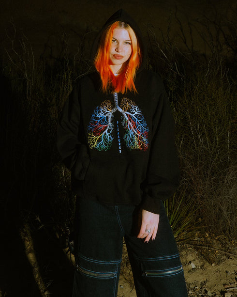 PLEASURES P21W030-BLACK BREATHE HOODIE Mens Apparel - Mens