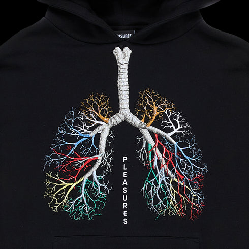 PLEASURES P21W030-BLACK BREATHE HOODIE Mens Apparel - Mens