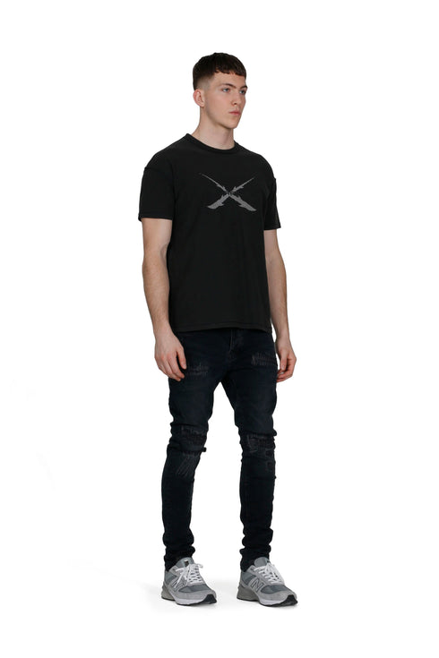 PURPLE BRAND BLACK WASH REFLECTIVE REPAIR Mens Apparel -