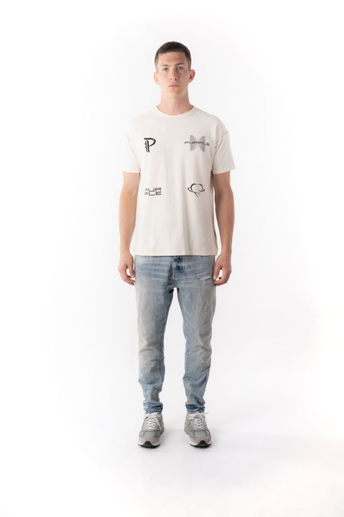 PURPLE BRAND BLACKWORK - WHITE Mens Apparel - MENS APPAREL