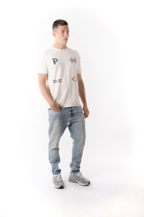 PURPLE BRAND BLACKWORK - WHITE Mens Apparel - MENS APPAREL