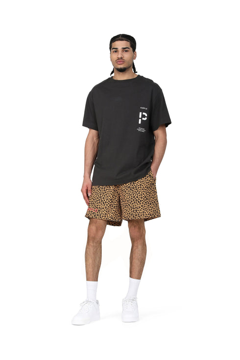 PURPLE BRAND BROWN LEOPARD SWIM SHORTS Mens Apparel -