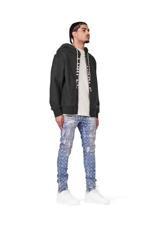 PURPLE BRAND FRENCH TERRY BLACK STENCIL ZIP Mens Apparel -
