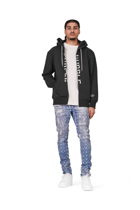 PURPLE BRAND FRENCH TERRY BLACK STENCIL ZIP Mens Apparel -