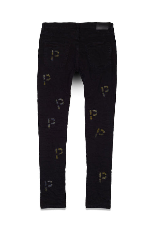 PURPLE BRAND P001-BEPP223 Black Indigo Embroidery Mens Apparel