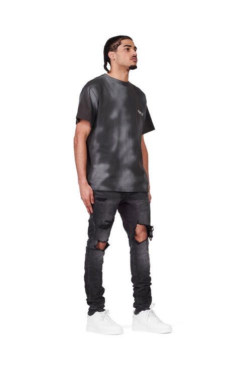 PURPLE BRAND JERSEY BLACK BLEACHED S/S Mens Apparel - Mens
