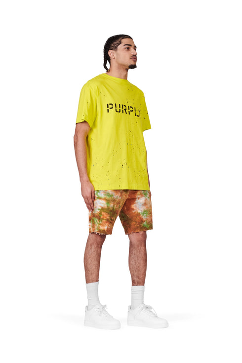 PURPLE BRAND JERSEY YELLOWSTENCIL PAINT S/S Mens Apparel -