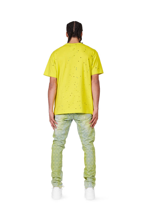Purple brand neon monogram over light indigo Denim - MENS