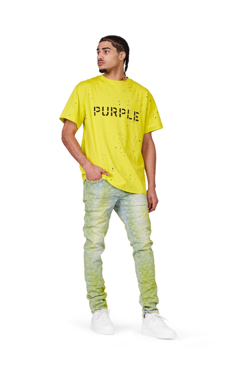 Purple brand neon monogram over light indigo Denim - MENS