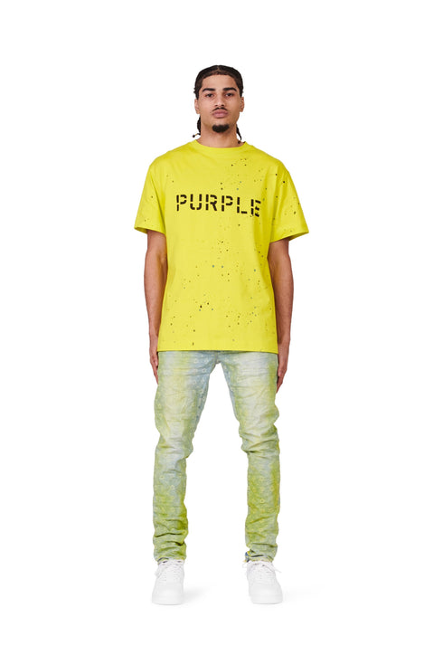 Purple brand neon monogram over light indigo Denim - MENS