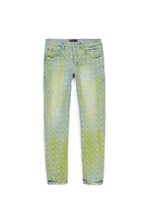Purple brand neon monogram over light indigo Denim - MENS