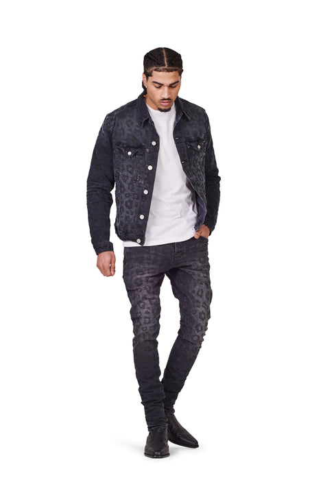 PURPLE BRAND P001 BLACK MONOGRAM LEOPARD Mens Apparel - Mens