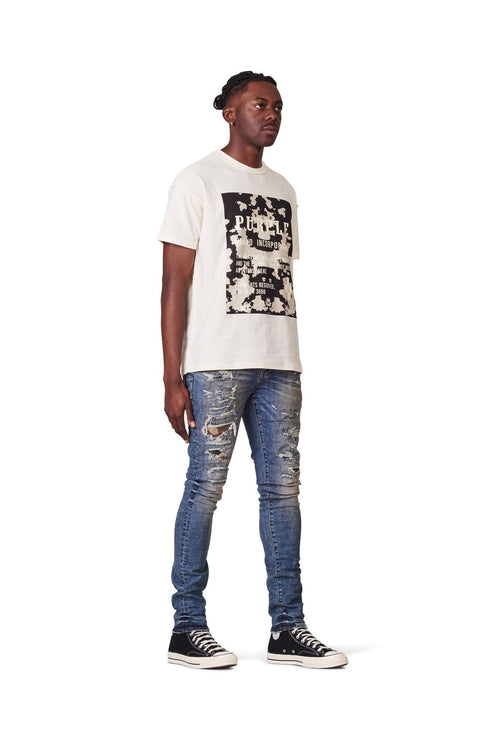 PURPLE BRAND P001 MID INDIGO CAMO REPAIR Mens Apparel - MENS