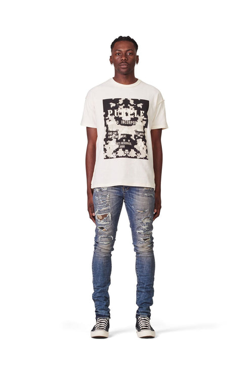 PURPLE BRAND P001 MID INDIGO CAMO REPAIR Mens Apparel - MENS