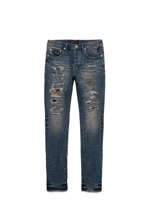 PURPLE BRAND P001 MID INDIGO CAMO REPAIR Mens Apparel - MENS