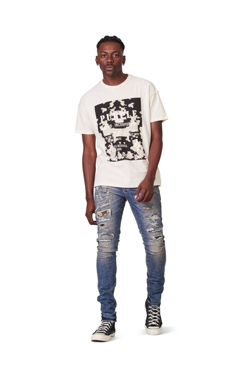PURPLE BRAND P001 MID INDIGO CAMO REPAIR Mens Apparel - MENS