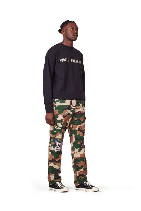 PURPLE BRAND P013 CAMO CARGO PANTS W/KNEE EMBROIDERY Mens